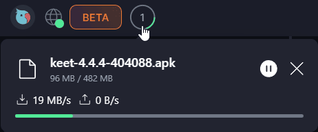 Sharing Files and Media ποΈ On the desktop, the download process status bar appears in the top left corner of the app:.