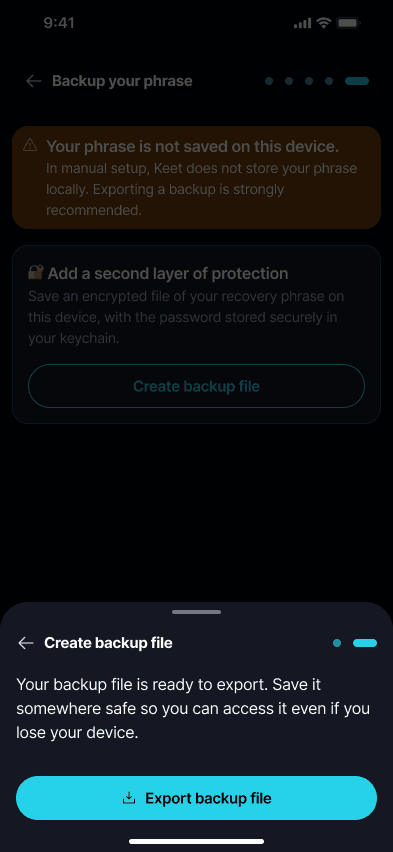 Back Up Your Profile Your backup file is ready to export.