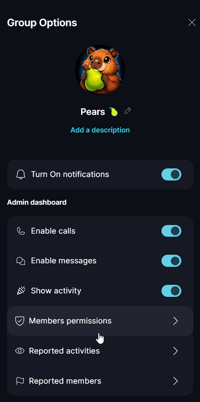 Group Member Roles π₯· To change role, as an admin or moderator, go to a 'Group Options' / 'Members permissions' to see the list oβ¦.