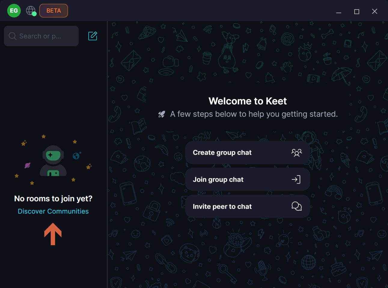 Joining Groups ποΈ If you just created the profile, you can click 'Discover Communities' to enter the public group:.